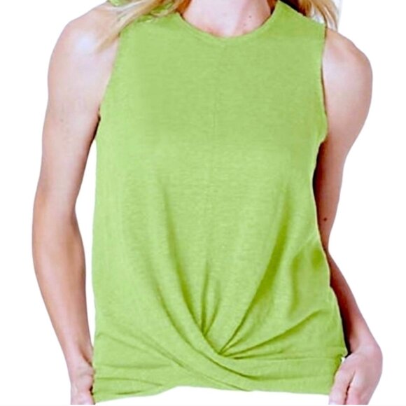 J. Jill Love Linen 100% Linen Knit Sleeveless Twist Tank Top XL Lime Green - Picture 1 of 5
